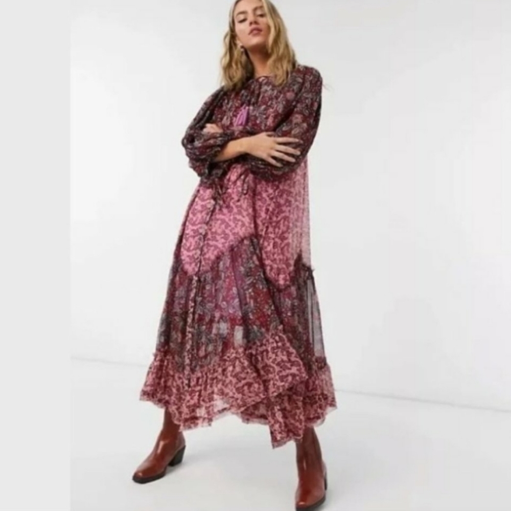 Free People Estelle Chiffon Bohemian Peasant Maxi - Picture 9 of 13